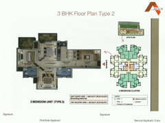 Floor Plan of Amolik Affordable Flats in Faridabad - 3 Bhk Type 2